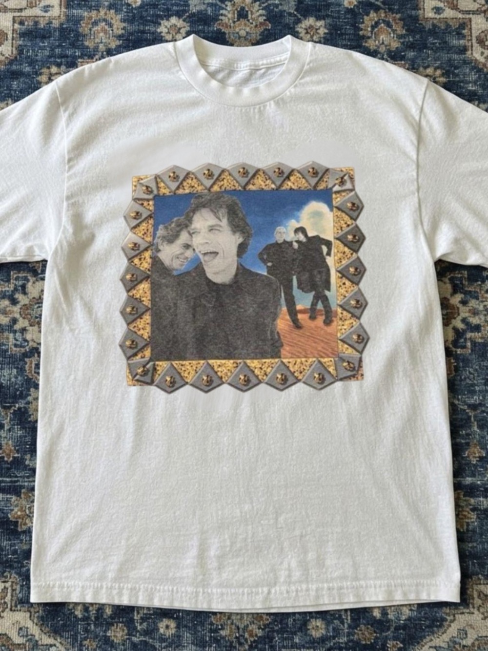 Gildan White Short-Sleeve Tee with Band Portrait Graphic